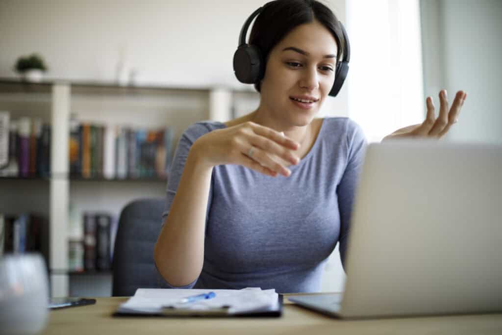 Young woman having a video call