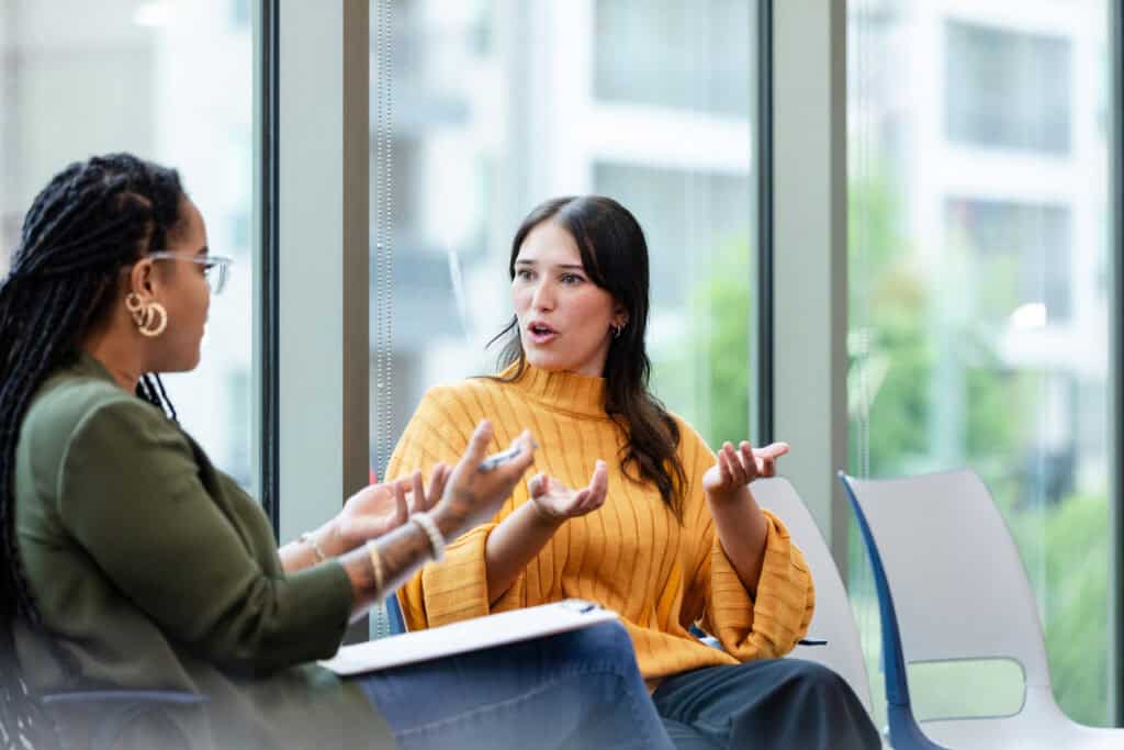 Two counsellors having a conversation