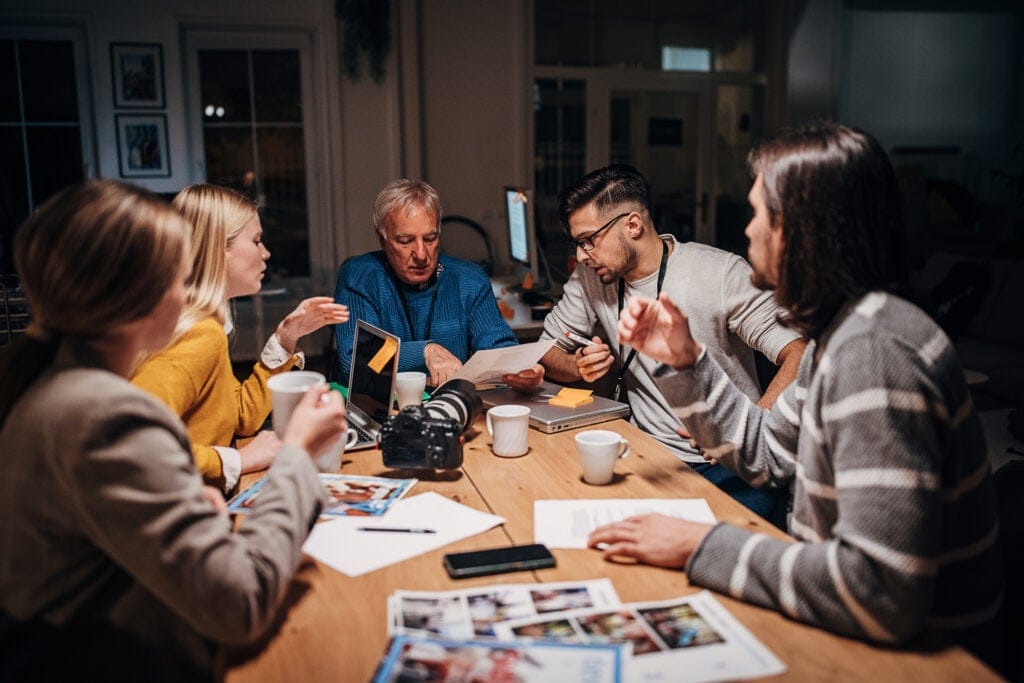 Group of creative professionals collaborating on a project.